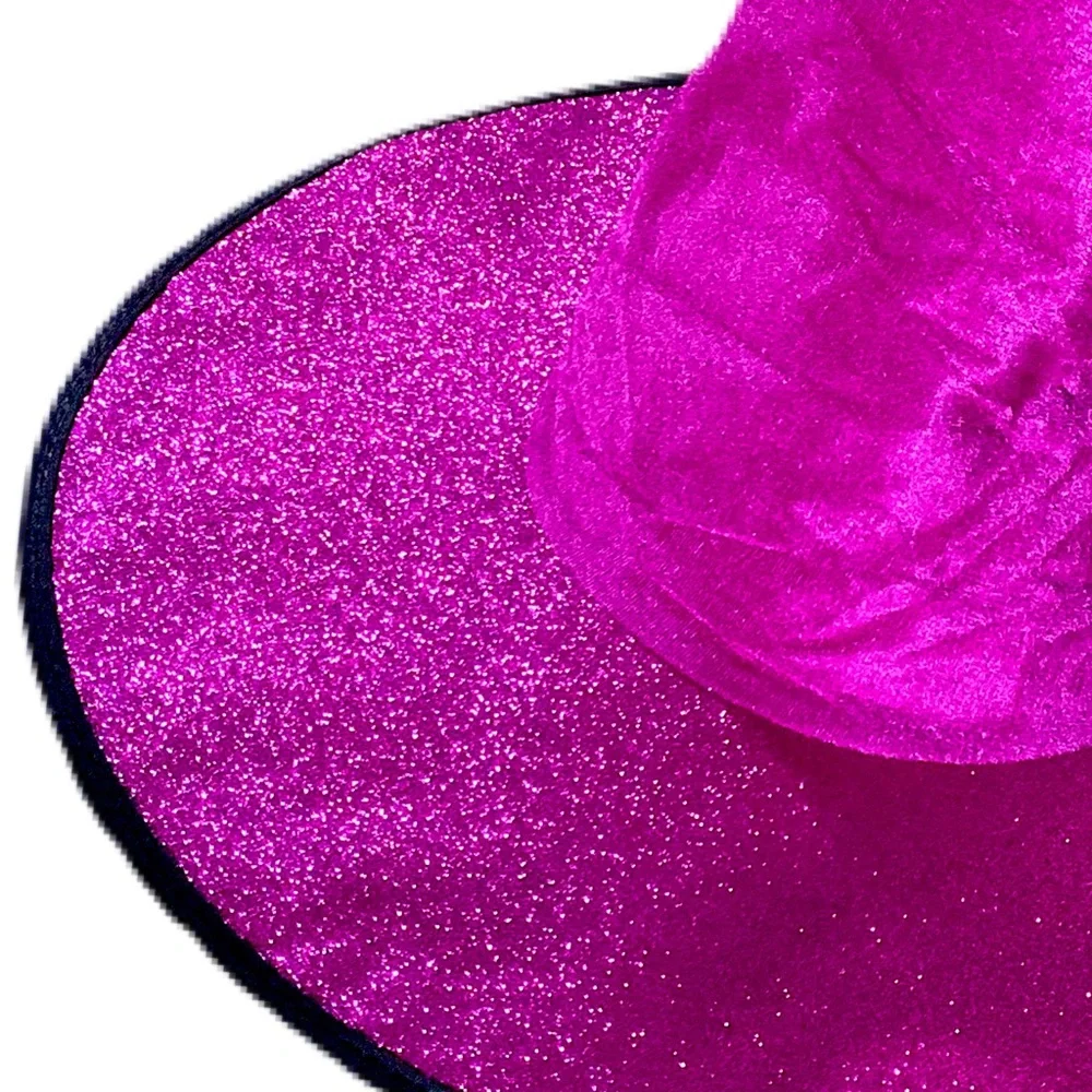 FUCHSIA VELOUR & GITTER WITCH HAT NWT - Picture 5 of 15